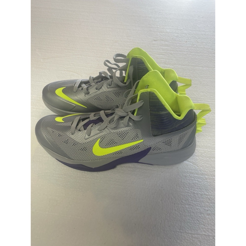 Nike Zoom Hyperfuse Hightop Basketball Shoes - Grey/Purple/Yellow - Mens size 12
